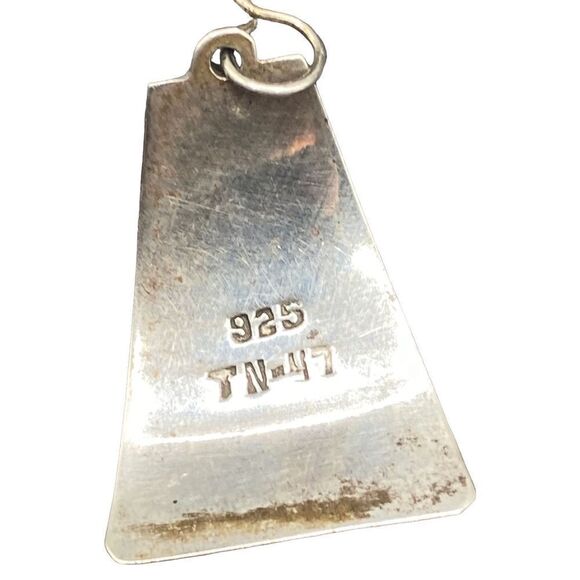 Sterling silver 925 line turquoise fishhook dangle drop earrings marked TN-47 - Picture 2 of 4